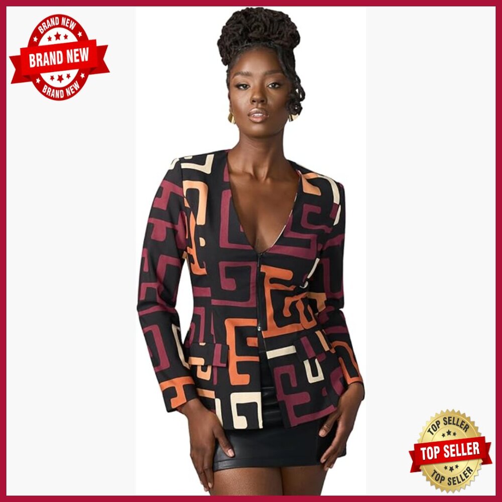 Stretch Blazer Zip-Up Jacket Tailored Fit Regular Plus Sizes